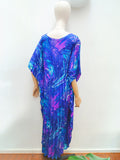 1970s Marbled pleated Hawaiian kaftan - Free size