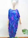 1970s Marbled pleated Hawaiian kaftan - Free size