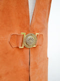 1970s Suede buckle front waistcoat - Small