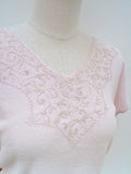 1950s Iridescent embroidery sweater top - Large XL