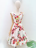 1950s Rhinestone printed summer dress - Small