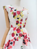 1950s Rhinestone printed summer dress - Small