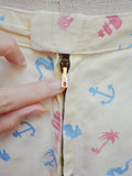 1950s Nautical theme novelty print shorts - Small