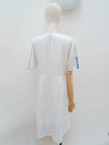 1940s Hand embroidered linen dress - Large