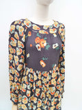 1970s Crepe printed dress - Extra small