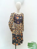 1970s Crepe printed dress - Extra small