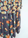 1970s Crepe printed dress - Extra small