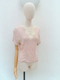 1930s 40s Handmade lace crepe blouse - Extra small