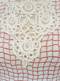 1930s 40s Handmade lace crepe blouse - Extra small