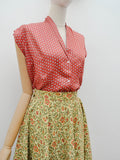 1950s Printed light blouse - Large