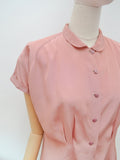 1940s Dusky pink rayon blouse - Medium Large