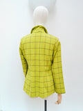 1970s Green orange check woollen fitted jacket - Small