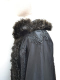 Victorian embroidered silk & ostrich cape - Small Medium