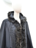 Victorian embroidered silk & ostrich cape - Small Medium