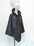 Victorian embroidered silk & ostrich cape - Small Medium