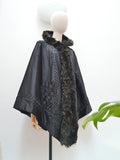 Victorian embroidered silk & ostrich cape - Small Medium