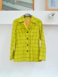 1970s Green orange check woollen fitted jacket - Small