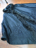 Victorian embroidered silk & ostrich cape - Small Medium