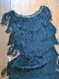 1930s Silk & lamé fringed evening dress - Small