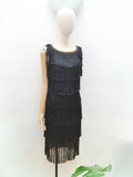 1930s Silk & lamé fringed evening dress - Small