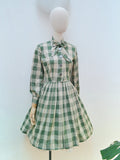 1950s Bow tie neck cotton day dress - Extra small