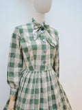 1950s Bow tie neck cotton day dress - Extra small