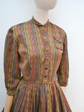 1950s 3/4 sleeve cotton day dress - Small