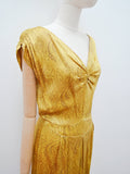 1940s Paisley satin crepe evening dress - Small