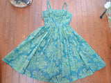 1950s Flocked party dress - Small