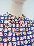 1940s CC41 Novelty print linen dress - Small