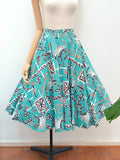 1950s Shaheen printed full skirt - Small Medium