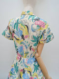 1950s Novelty Tropical print dress - Small