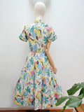 1950s Novelty Tropical print dress - Small