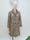 1960s 70s Leopard print belted coat - Extra small