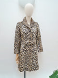 1960s 70s Leopard print belted coat - Extra small