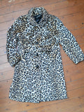 1960s 70s Leopard print belted coat - Extra small