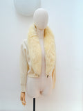 1950s Fur collar rhinestone clasp cardigan - Large