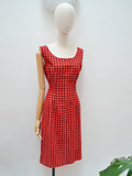 1950s Corded velvet check dress - Medium