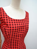 1950s Corded velvet check dress - Medium