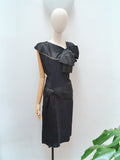 1940s Silk satin swag evening dress - Small Medium