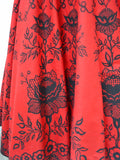 1950s Scallop hem rose print skirt - Small