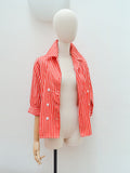 1950s Striped cotton jacket blouse - Medium Large