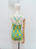 1960s Spiral print cotton swimsuit - Small Medium