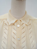 1940s Embroidered openwork crepe blouse - Small