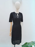 1940s Crocheted black dress - Medium Large