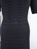 1940s Crocheted black dress - Medium Large