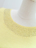 1940s 50s Beaded lemon knit sweater top - Medium