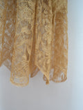 1920s Tan lace & pink corsage evening dress - Small