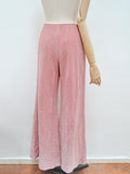 1970s Pink lurex wide leg pants - Extra small