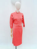 1940s 50s Kim's coral boucle knit set - Extra small Small